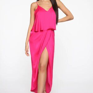 Fashion Nova Vibrant Pink Midi Dress